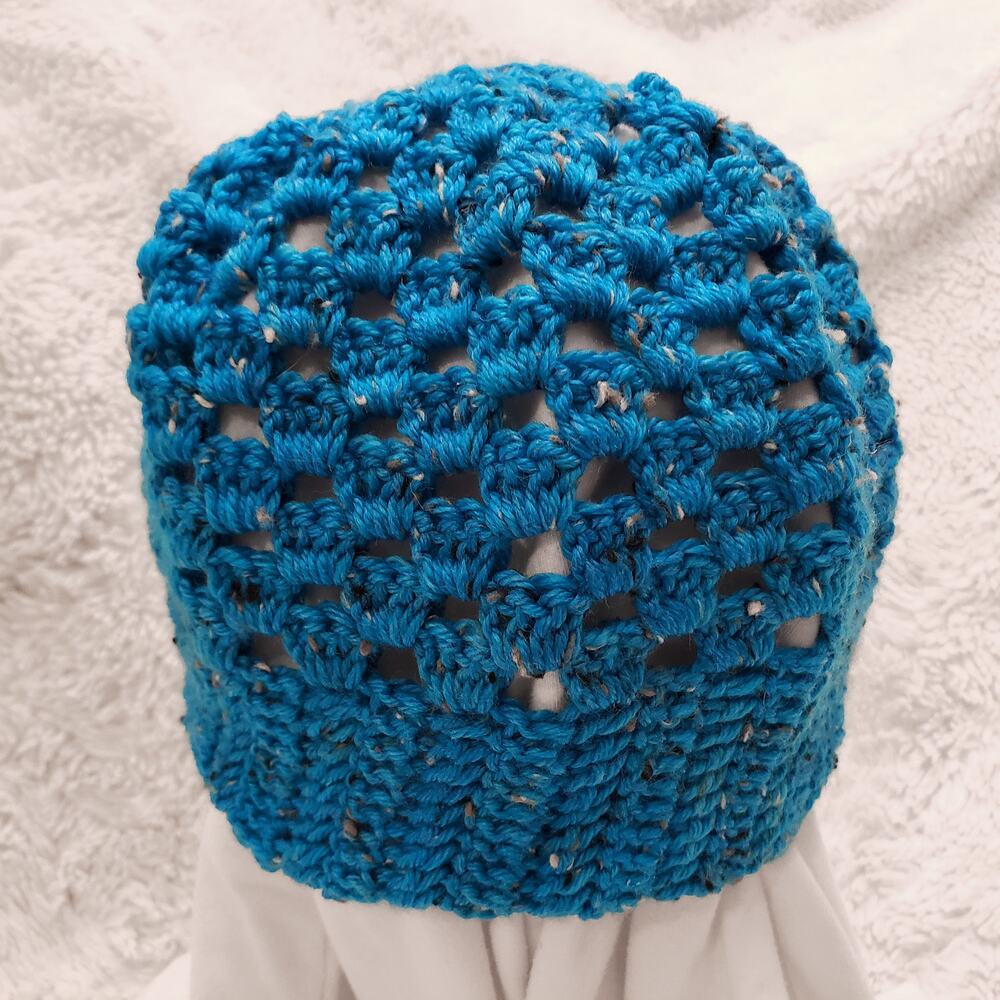 Handcrafted crocheted Blue Shell Stitch Beanie